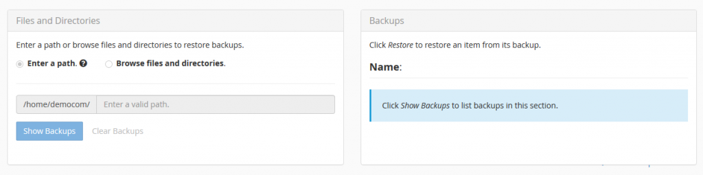 BirHosting cPanel File and Directory Restoration