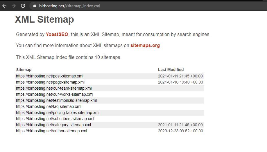 birhosting xml sitemap